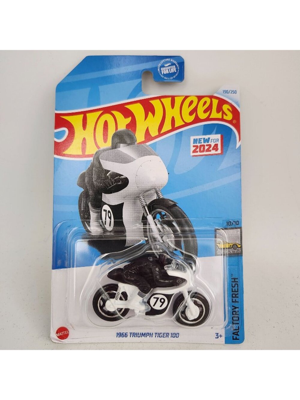 Hot Wheels 1966 Triumph Tiger 100 Black White 2024 Factory Fresh 10/10 190/250